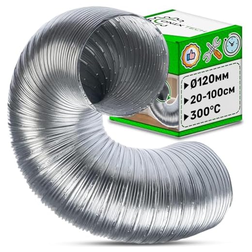 Tubo Flexible Aluminio Ø 120 mm Longitudes Extensibles 20 cm - 100 cm Soporta Temperaturas de Hasta 300°C - Garantía de 5 Años - ONIX TECH