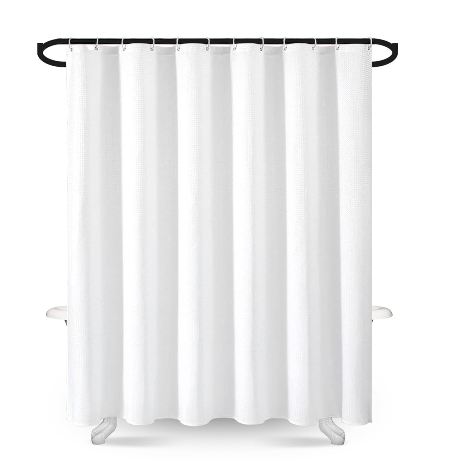 goodbath Waffle Shower Curtain White, Hotel Style Shower Curtains for Bathroom Decor, Anti Mould Proof Waterproof Washable, 180x180cm