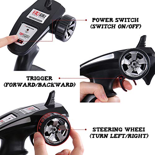 SGILE Remote Control Car with 2 Battery, Gift for 6-12 Years Old Kids, 1:16 15KM/H RC Drift Race Crawler Car Toy, Red - Thumbnail 4