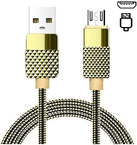 OPTA DTC2 Pineapple design Metal Micro USB Fast Charging & Data Transfer Cable (3.3 ft) |Almost Unbreakable | Bending & Weather Resistant | Wide Compatibility with most Micro USB Type B Devices- Gold.