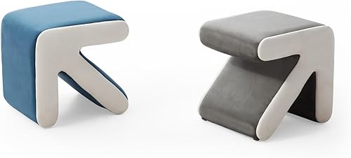 Miniatura 16 de TRIPLE TREE Reposapiés de flecha, taburete tapizado de terciopelo, taburete multifacético, mesa de centro otomana, reposapiés, reposapiés con diseño