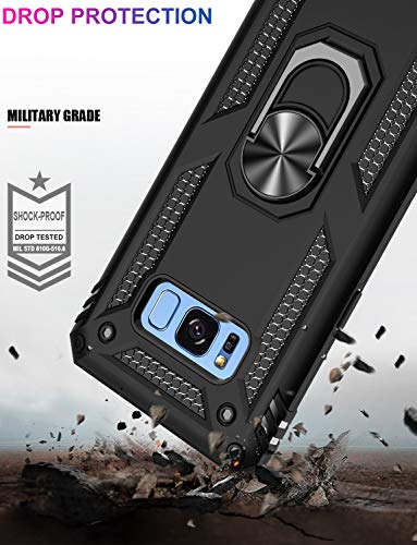 Galaxy S8 Case,(Not For Big S8+ Plus),Military Grade 16Ft. Drop Tested Cover With Magnetic Ring Kickstand Compatible With Car Mount Holder,Protective Phone Case For Samsung Galaxy S8 Black #TOP3