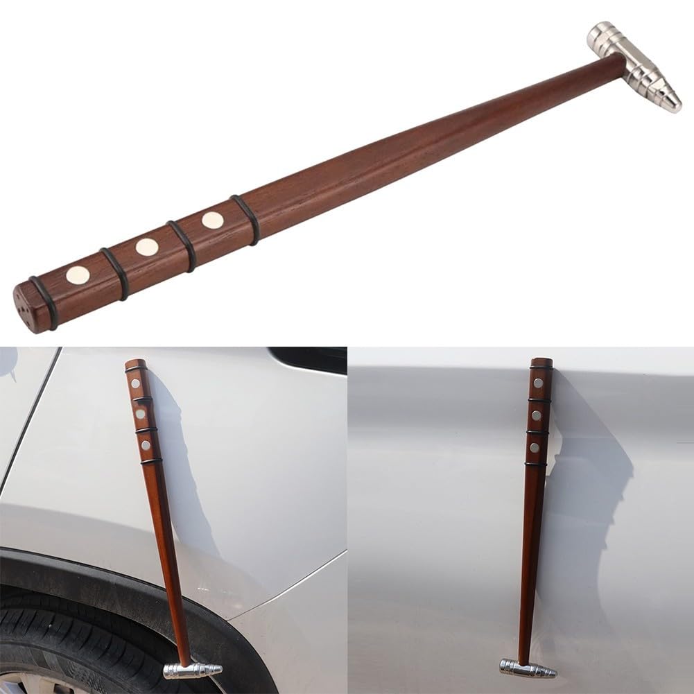 Martello magnetico integrato per riparazione ammaccature auto, in legno di faggio e acciaio inox, strumento per riparazioni rapide