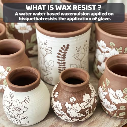 WAN2TLK Ceramic Wax Resist for Pottery Glaze, Ceramic Slip Clay, and Ceramic Glazes Preventing Glaze from Spreading to Unwanted Areas, Alternative to Latex Resist for Pottery - 500g