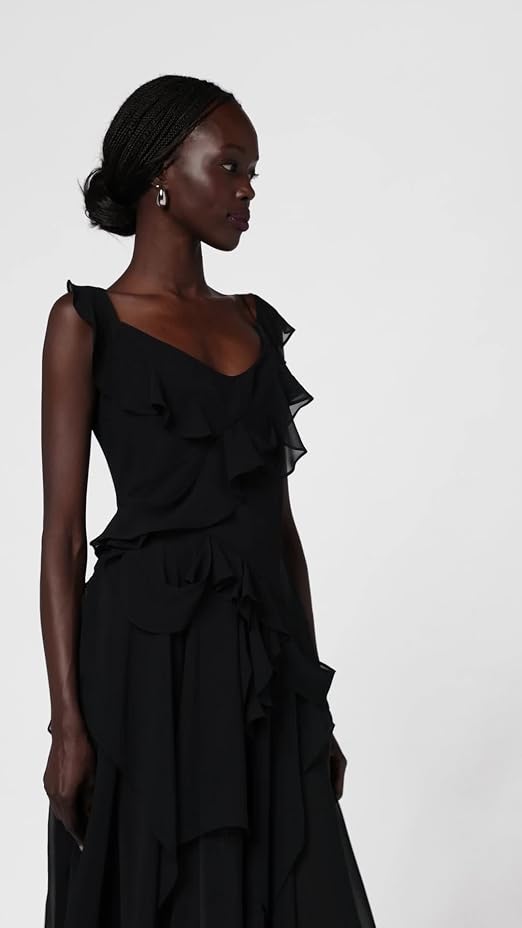 Robe De Cocktail BCBG Max Azria Taille 4 - Noir & Rose à Volants - Neuf Avec Étiquette