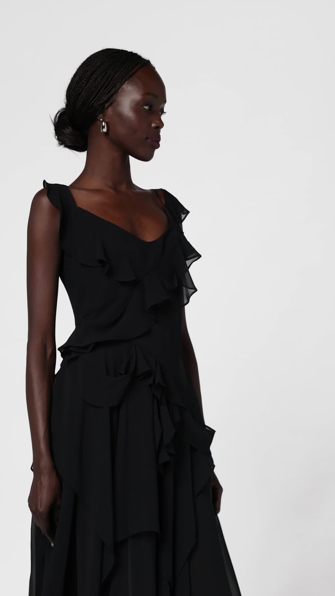 BCBGMAXAZRIA Abito Donna Maniche Lunghe A Strati Taglio Sbieco - 6