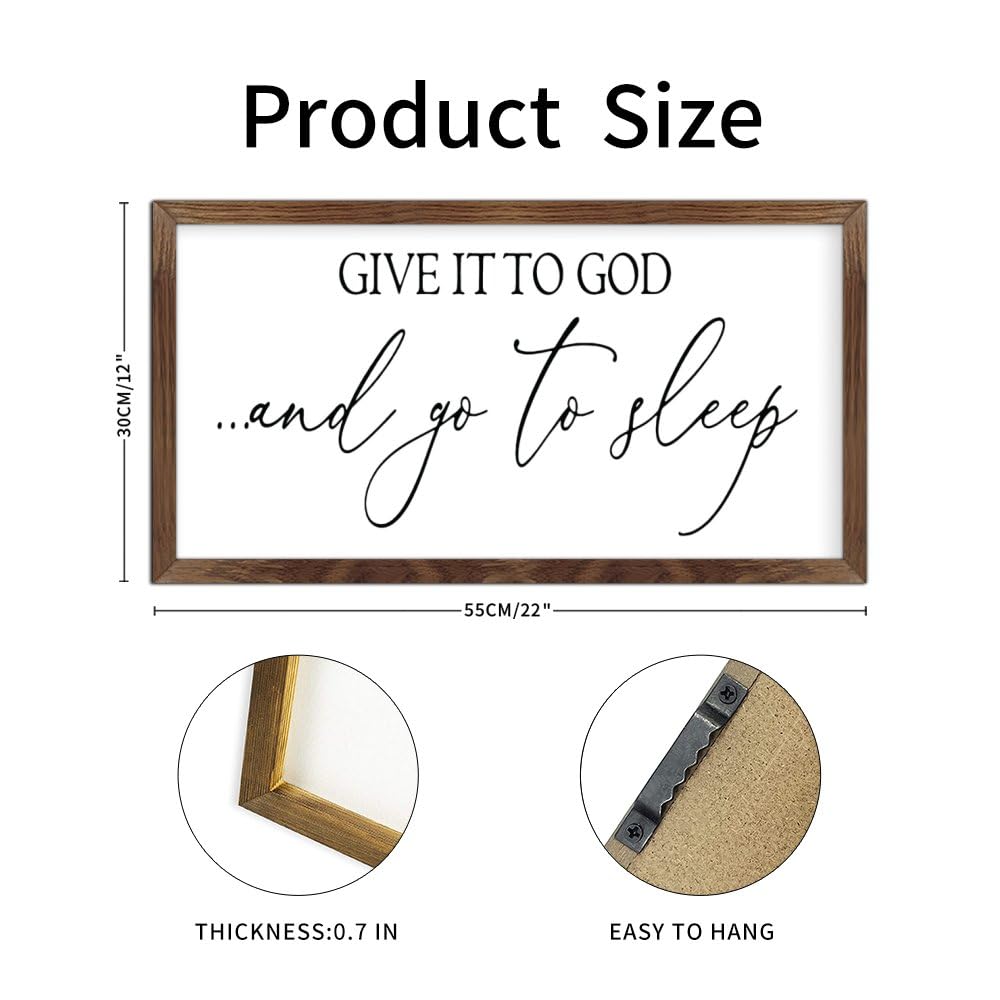 Give It to God and Go to Sleep Sign, Over The Bed Wall Art, Farmhouse Decor Sign, Bedroom Decor, Above The Bed Wood Saying, Large Framed