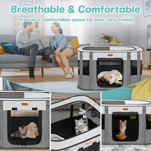 Seiyierr Cercadinho para Animais de Estimação, Cercadinho Dobrável para Gatos, Cinza
