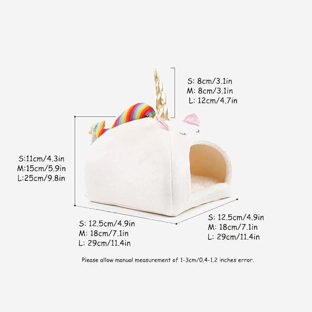 Foto 5 de 6 de ACSUZ Casa De Hámster Accesorios para Conejos Jaula para Roedores En Forma De Unicornio Invierno Cálido…