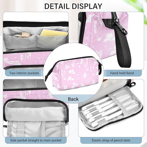 Image of Western Cowboy Purple Pencil Case Pouch Big Capacity Pencil Bag Box Organizer Pen Case Pencil Pouch Aesthetic with Handle for Kids Boys Girls Women College Office