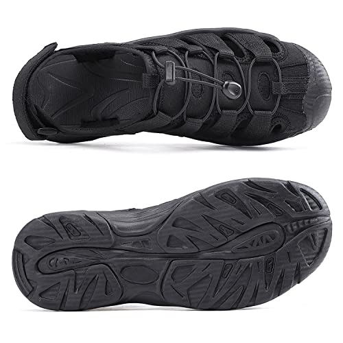 Azbzcz Men's Sandals Lightweight Hiking Close Toe Athletic Adventure Beach Fisherman River Non-Slip Trail Outdoor Water Shoes Black Size 13 #TOP4