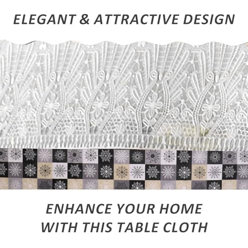 Image of Dakshya Industries 6 Seater PVC Waterproof Dining Table Cover 60x90 Inch | Floral Printed Washable Table Cloth with Lace Border