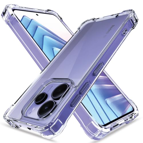 Image of Outlouders Back Cover for Redmi Note 14 5G Clear Transparent PC + TPU Bumper Case with Raised Edges for Shockproof Protection (Transparent)