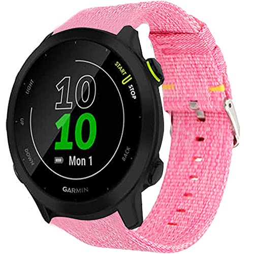 Bracelet nylon Garmin Forerunner 55 respirant montre Approach S42 S12 rose rechange