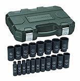 GearWrench 84934 1/2-Inch Drive Impact Socket Set Deep SAE, 19-Piece