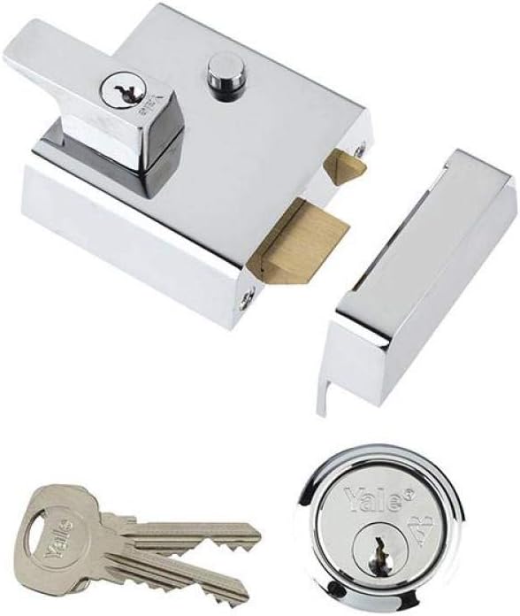Yale P-1-BLX-PB-60 Double Locking Nightlatch, High Security can be Locked from Inside with Key 2, Brasslux, 60 mm
