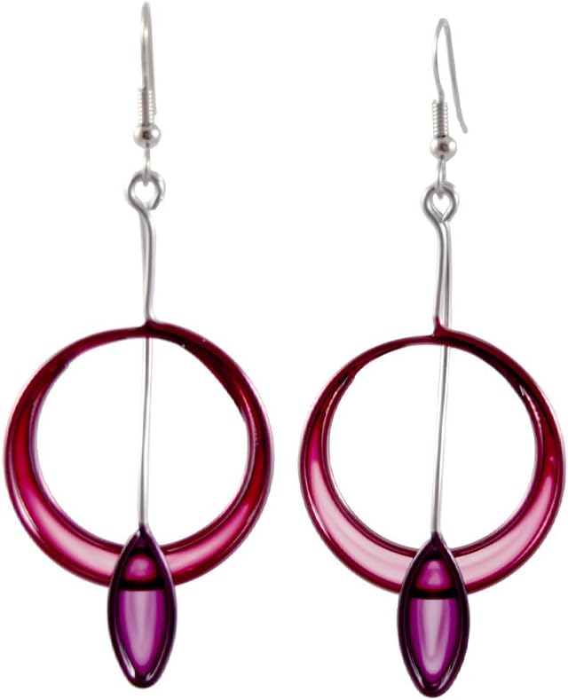 Kinetic-Inspired Stainless Steel Art Earrings, Purple Pink Surround