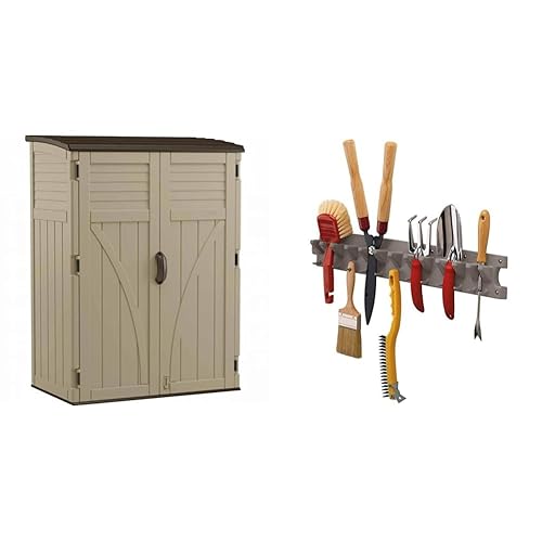 54 Cubic Ft. Vertical Resin Outdoor Storage Shed, Sand, 52”