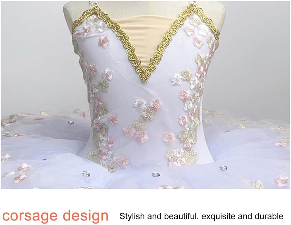 女の子の光沢のあるラインストーンは、レオタードチュチュバレエドレス体操プリントダンススカートバレリーナコスチュームパフォーマンスダン