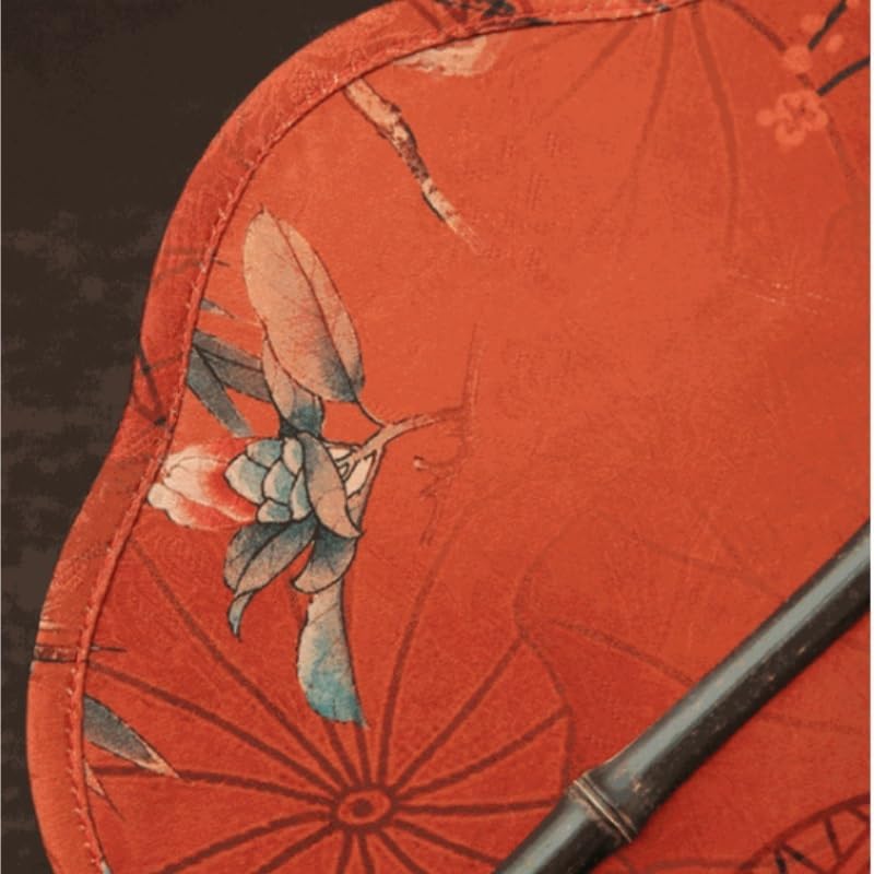 Chinese Vintage Weaving Palace Fan Traditional Floral Round Hand with Tassel Photography Decor