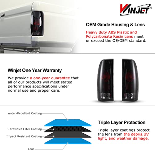Winjet Compatible With Ford [1997 1998-2003 F150] [1999 2000 2001 2002 2003 2004 2005 2006 2007 F250 F350 F450 F550 Super Duty] Tail Lights (Matte Black/Gray Lens) #TOP4