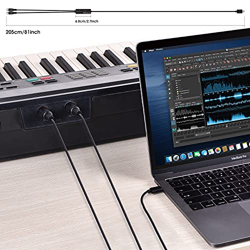 OTraki USB C MIDI Cable 6.5Ft 2M In-Out MIDI to USB C Cable with LED Indicator 5 PIN DINs for Music Keyboard Piano to PC… - Image 8