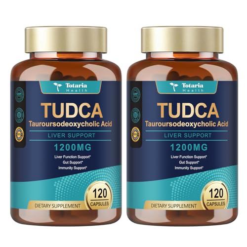 Totaria (2 Packs) TUDCA Bile Salts 1200mg (Tauroursodeoxycholic Acid) Ultra Strength Pure TUDCA Liver Supplements Liver and Gallbladder Cleanse & Repair Vegan