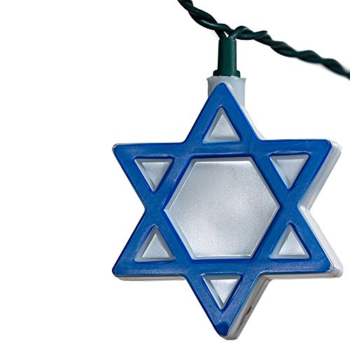 Kurt-Adler-UL-10-Light-Hanukkah-Star-of-David-Light-Set Kurt Adler UL 10 Light Hanukkah Star of David Light Set