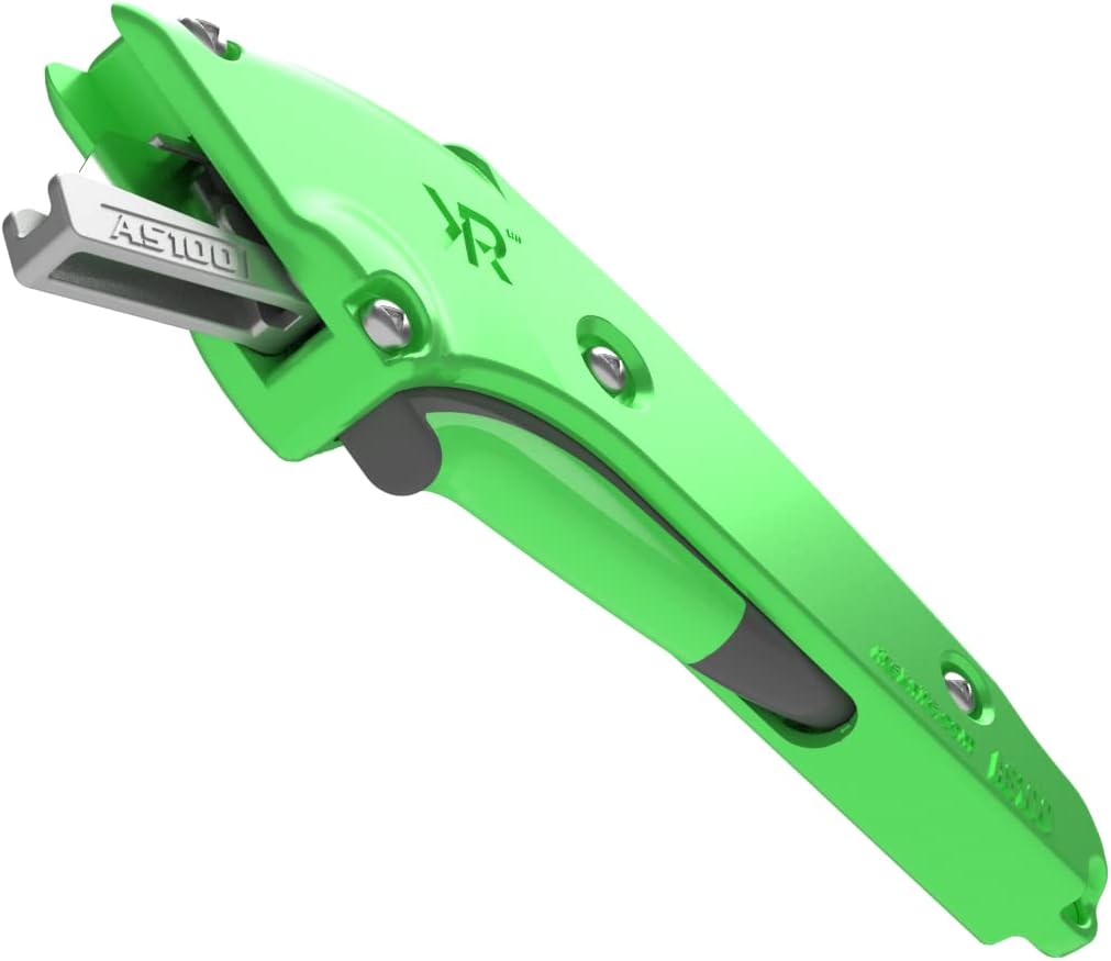 AS100 Auto Retractable Safety Knife, Fast Acting Blade Guard Technology Eliminates Lacerations, Durable Aluminum Handle, Best for Cutting Heavy-Duty Materials, Triple-wall Corrugated, Rubber