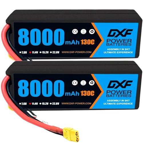 DXF 2Pack rc battery High-Performance 3S LiPo Battery 8000mAh 130C Discharge with XT90 Plug - lipo battery Perfect for RC Cars, 1/8 & 1/10 Scale, Losi, HPI, Axial, Tamiya & More