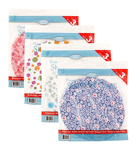 Kennedy 3-pack Printed Shower Cap, Colors and Designs May Vary