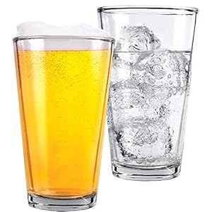 Pint Beer Glasses Set of 2 – 16 oz Tall Clear Drinking Glasses and All Purpose Tumblers – Heavy Base Cocktail, Water, Juice Glass – Pub Style Design For Home Dining, Bars, and Parties
