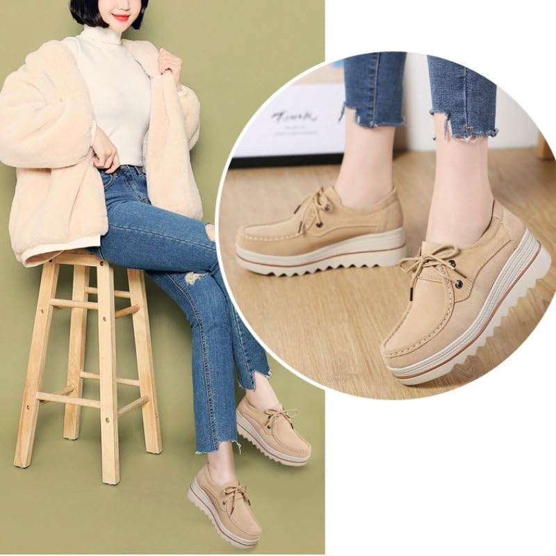 Women's Slip On Suede Wedge Loafers Casual Platform Sneaker Low Top Shoes Soft Platform Shoes for Business Work Walking3
