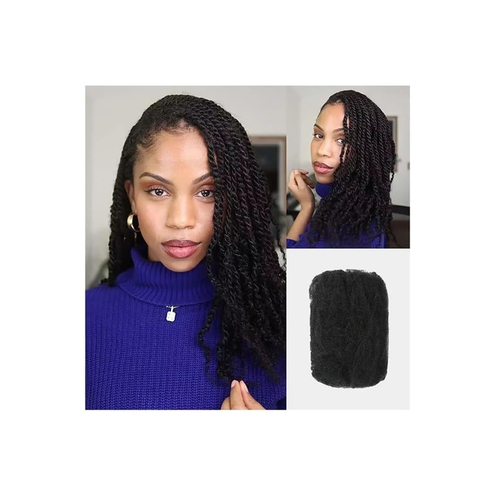 Codzienne użytkowanie Ludzkie włosy luźne do warkoczy afro, kręcone, 50 g/opakowanie, do przedłużania mikro loków (NATURAL Black, 22 cale)