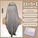 BLONDE UNICORN Ombre Grey Synthetic Lace Front Wig,T Part Pre Cut Glueless Straight Layered Wigs for Women Cosplay Daily Use 26IN(#2/606HL)