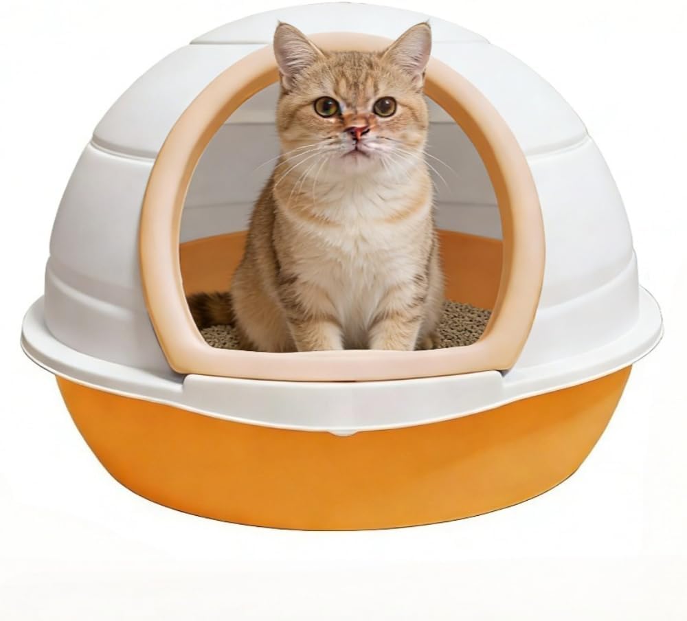 Hooded Cat Litter Box Enclosed Cat Toilet Pet Supplies Two Way Movable Door Portable with Pet Litter Tray Sandbox (Grey)