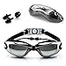 Lucky998 New Corrective Swimming Goggles with Ear Plug connect to-100% Highest Grade UV Protection Anti-Rays and Anti-fog - Ideal for All Types of Water, Pool, Water Sports (black)
