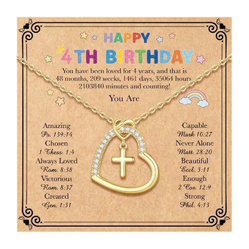 Collier croix cœur plaqué or 14 carats pour fille | Bijou durable d'une brillance éclatante