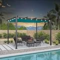 PURPLE LEAF 10' X 12' Outdoor Retractable Pergola with Sun Shade Canopy Patio Metal Shelter for Porch Garden Pavilion Grill Gazebo Yard Modern Turquoise Blue Pergola