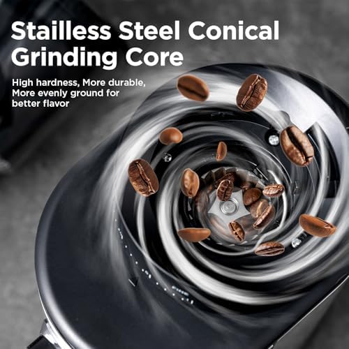 Ollygrin Burr Coffee Grinder, Electric Conical Coffee Bean Grinder With 30 Adjustable Grind Settings For 2-12 Cups, Sliver & Black - 2