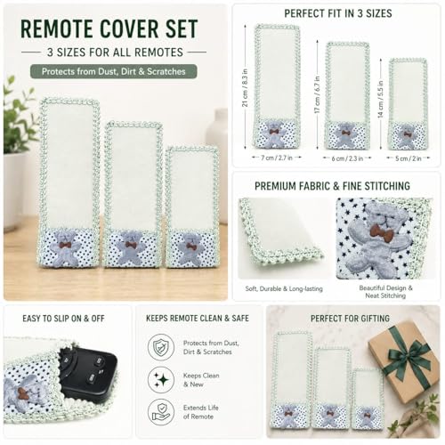 Image of Universal Remote Cover Set of 3 for TV AC DTH | Washable Dustproof Remote Protector (RM Cover-3-Blue) in Three Diffrent Size (Small, Medium and Large)