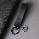 WYZXR Echte handgefertigte Leder Schlüsselbundschlaufe Schlüsselring Schlüsselkette (MR-103 Schwarz)