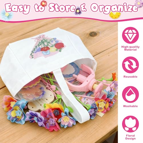 DIY Flowers Craft Kit for Girls, Flower Bouquet Maker Machine with 120 Fabric Petals, 14 Greeting Cards, Gift Wrap, Vase & Storage Bag, Creative Floral Arts and Crafts Toy for Kids Ages 3-12 - Image 7