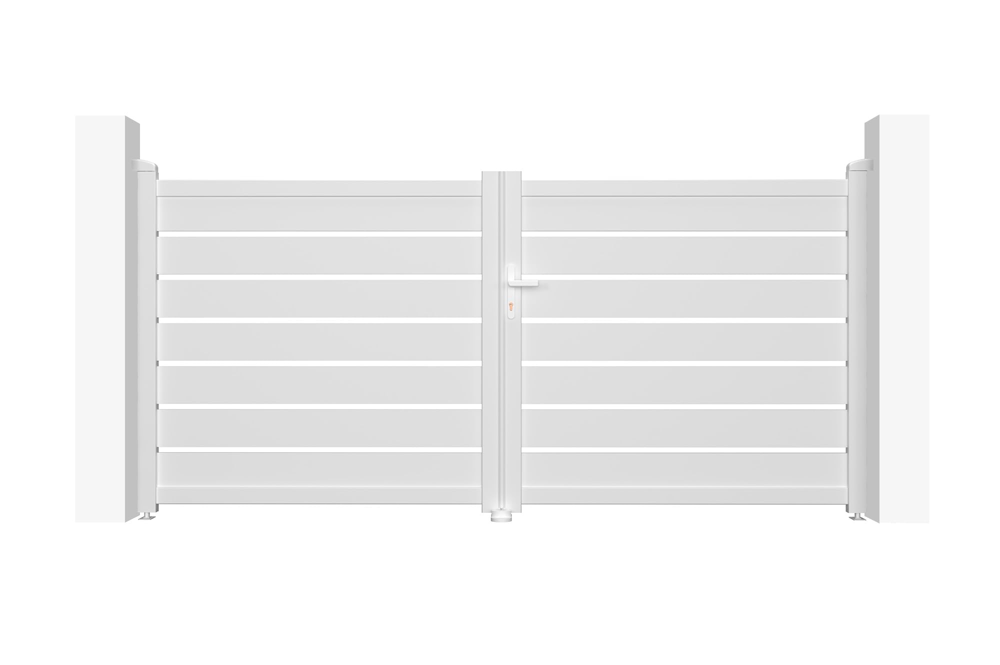 CASANOOV Portail Battant Aluminium VOGEL 3m H140cm Blanc - Jardin Ajouré Double Vantaux Aluminium - Résistant Vent Anticorrosion - Portail Extérieur Élégant Kit Complet