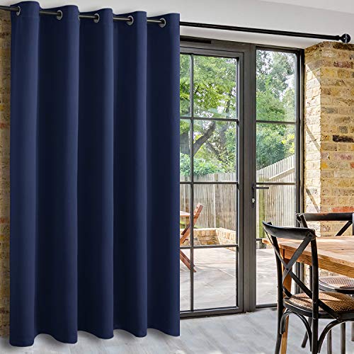Image of DWCN Patio Sliding Door Curtains - Extra Wide Curtains for Glass Door, Room Divider Blackout Thermal Curtain Grommet Panel with Grommet Top for Bedroom Partition, 6.7ft Wide x 7ft Tall, Navy Blue