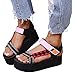 Sandales Femmes Été Compensees, Romain Plateforme Espadrille de Plage Antidérapantes Sandales Plage Compensées pour Femmes Auto-Adhésif, Autocollant Sandales Romaines,A,41