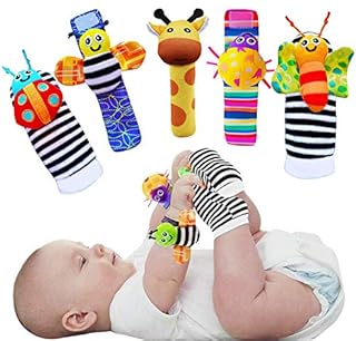 Foot Finders & Wrist Rattles for Infants Developmental Texture Toys for Babies & Infant Toy Socks & Baby Wrist Rattle - Newborn Toys for Baby Girls Boys - Baby Boy Girl Toys 0-3 3-6 6-9 Months