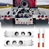 Grandroad Auto 30' Stainless Steel Mud Flap Hanger Set for Semi Trucks, Spring Loaded Mud Flap Light Bar with 2.5' Bolt Space 4' Light Cutouts, Straight Style Tail Light Box