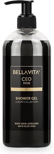 Bella Vita Luxury CEO MAN Body Wash Refreshing Shower Gel for Deep Cleansing, Hydrating & Moisturising Skin with Aloe Vera & Charcoal Powder 500 Ml