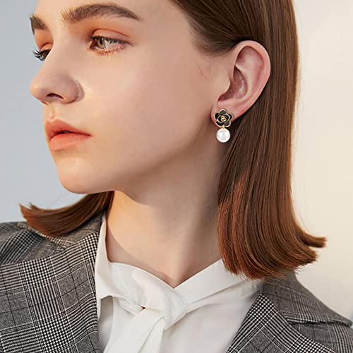 Kesaplan Pearl Earrings For Women Girls 14K Gold Plated Hypoallergenic Pearl Earrings 5A Cubic Zirconia Dangle Earrings Elegant Jewelry For Gifts #TOP3